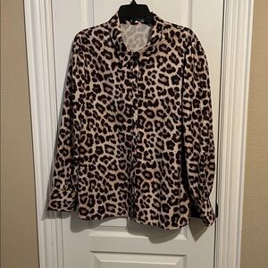 Leopard Animal Print Blouse Mob Wife Goth Fall Workwear Club Date Night